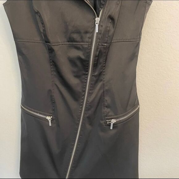 Bebe black satin collared zip up mini dress size small - Picture 6 of 9